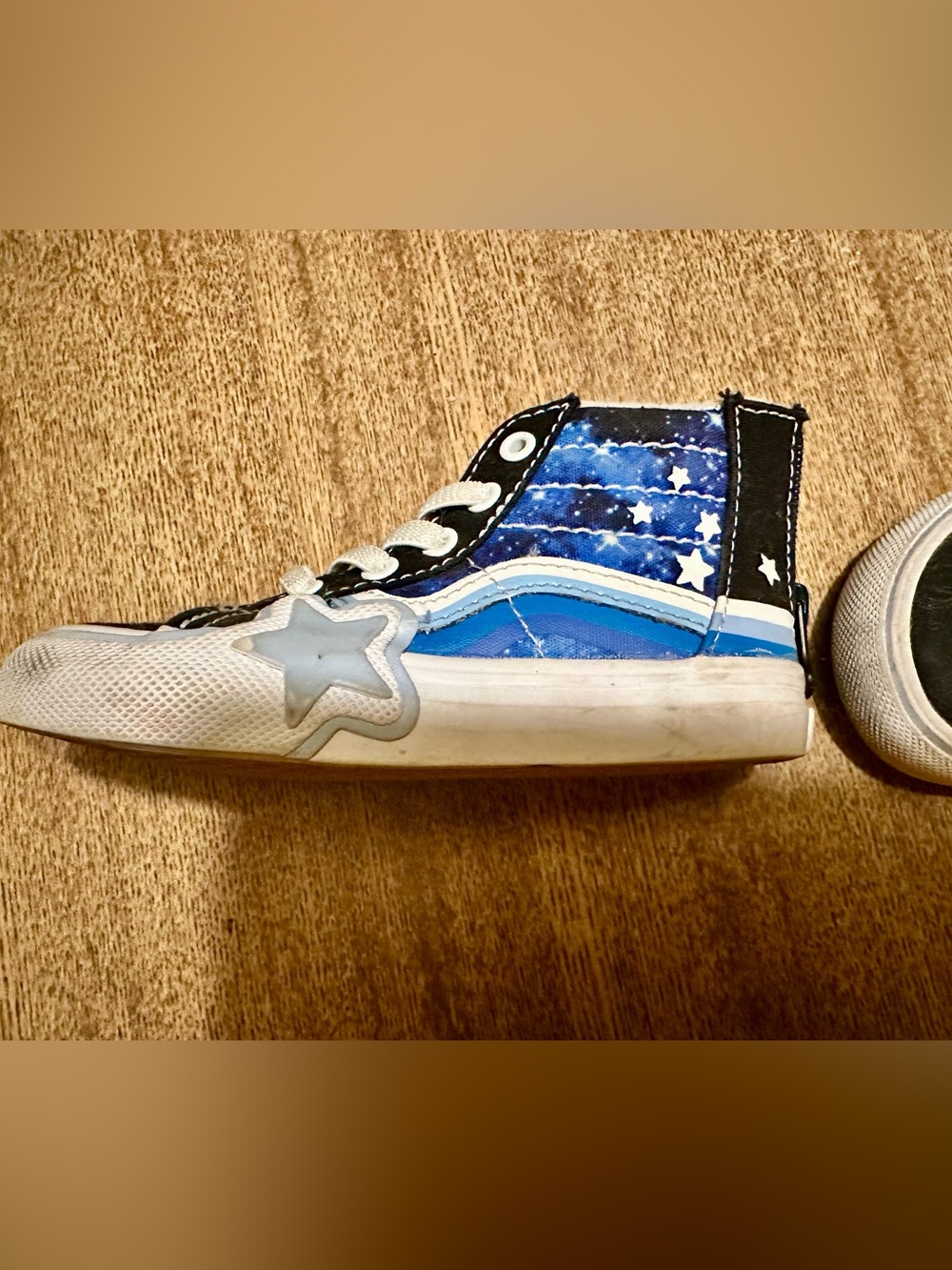 Vans Kids Black and Blue Star High-Top Sneakers